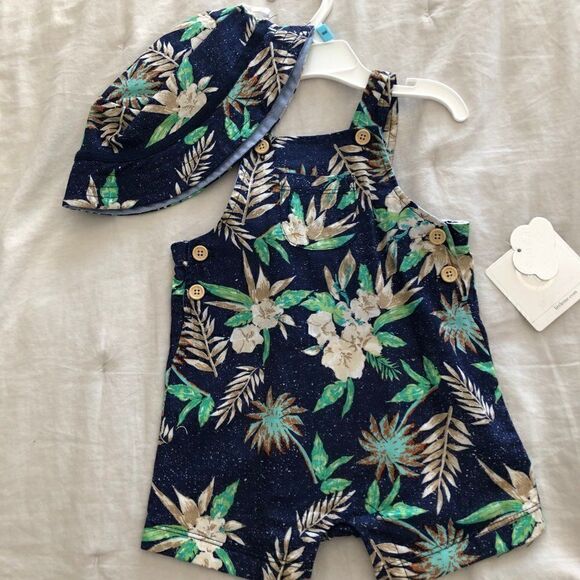 NWT Boys Little Me Island Dreams Overall Set 6 mo - Picture 1 of 5
